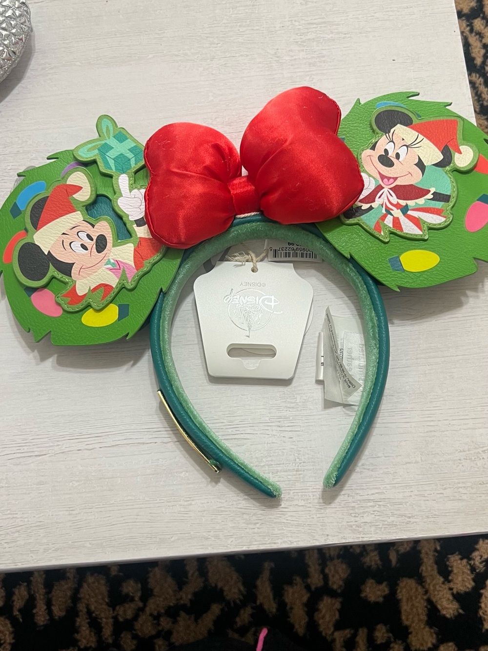 Disney Holiday Minnie Ear Headband with Red Bow
